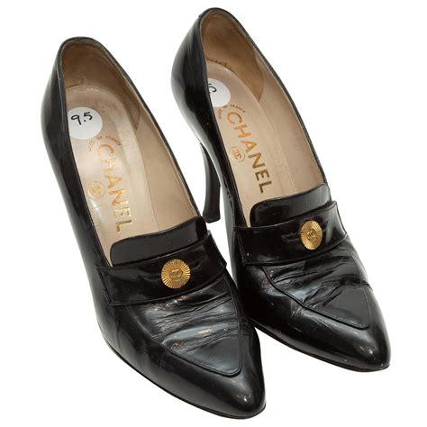 chanel heeled loafers|Chanel platform loafers.